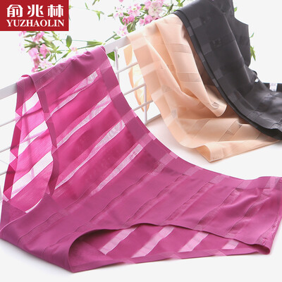 

Yu Zhaolin underwear female seamless breathable comfort ladies underwear ice silk sexy low waist briefs dark 3 install M code