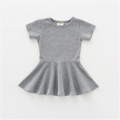 

2018 summer new girl dress cotton floral skirt short sleeves big skirt simple childrens skirt
