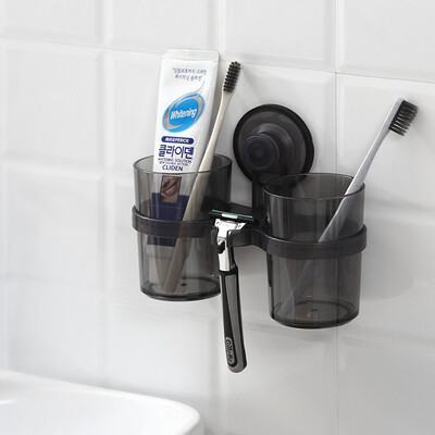 

Run Jin Bathroom Shelf Washing Cup Set Toothbrush Holder Set Two World Powerful sucker Black Box Bathroom Series RJ-1100