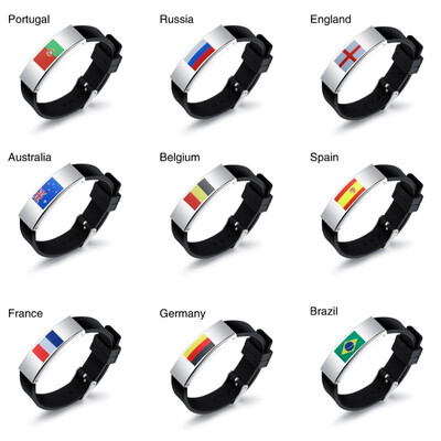 

National Flag Bracelets Bangles Portugal Russia England Australia Belgium Spain France Germany Brazil Fashion