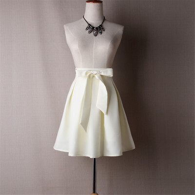 

BACHASH Women Pleated Skirts 2018 Summer Vintage High Waist Mini Above Knee Office Workwear Flared Tutu Saias Femininas Solid