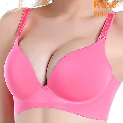 

Hot Latest One-piece Seamless Solid Color Smooth Gather Adjustable Rimless Sexy Bra Underwear Set 9Colors