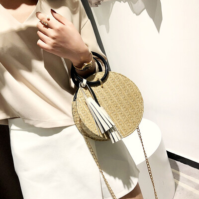 

SGARR Luxury Women Shoulder Bag High Quality Straw Circular Crossbody Bags New Fashion Handmade Summer Small Messenger Bags