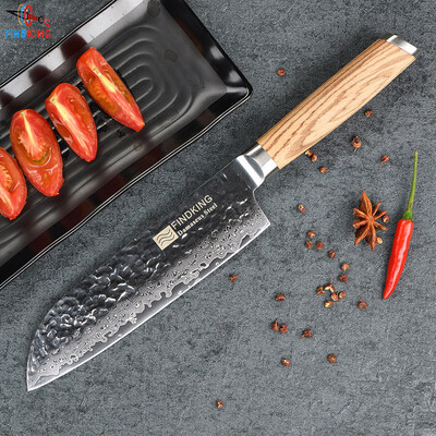 

Findking Новинка 2017 года Зебра деревянная ручка Дамаск нож 7 дюймов santoku нож шеф-повара 67 слоев дамасской стали кухонные нож