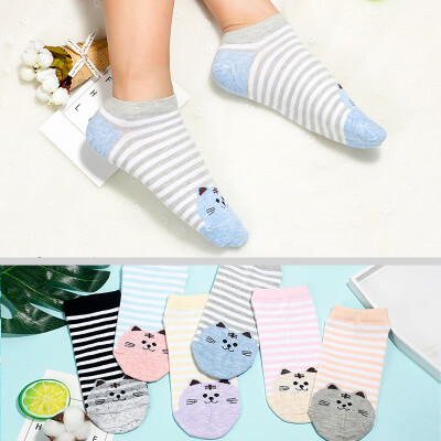 

Langsha boat socks female cotton socks summer sweet thin section fresh invisible sweat-absorbent cute socks 6 double stripe models