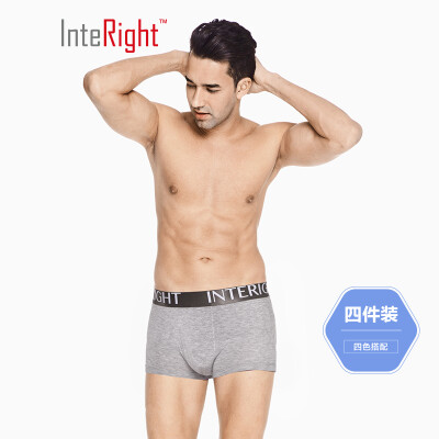 

INTERIGHT Panties Mens Stretch Wide Elastic Solid Color Smoothing Boxer 4 Boxed Bright Color Group A