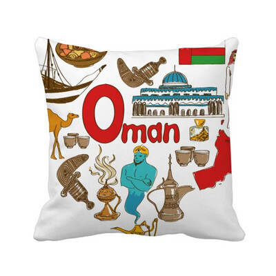 

Oman Love Heart Landscap National Flag Square Throw Pillow Insert Cushion Cover Home Sofa Decor Gift