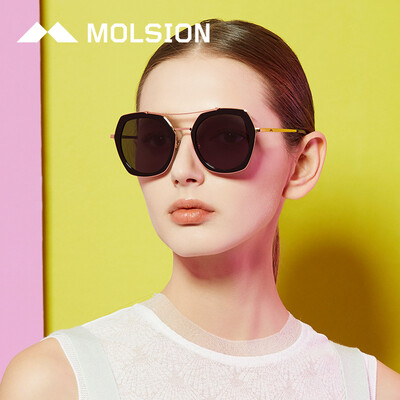 

Molsion Polarized Sunglasses Female Butterfly Sunglasses Female MS6039 C10 Frame Gold Lens Purple Grey