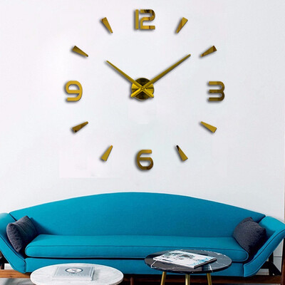 

Modern Frameless DIY Wall Clock Large 3D Wall Watch Non Ticking for Living Room Bedroom Kitchen