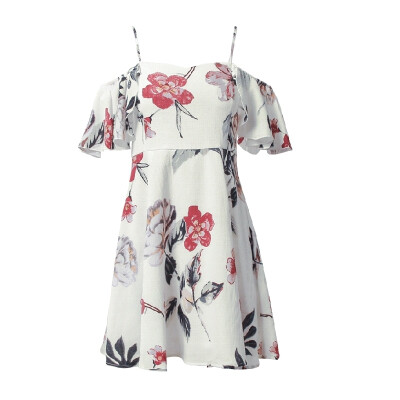 

Try Everything Floral Ruffle Summer Dress Women 2018 Fashion Shoulder Sexy Dress Women Spaghetti Strap Mini Ladies Dresses