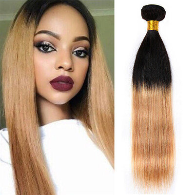 

Ombre Brazilian Straight Hair 4 Bundles T1B27 Human Hair Weave Blonde Two Tone Color Hair Extensions Free Shipping