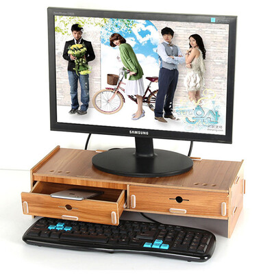 

Ting good computer monitor table computer stand double computer LCD display increase rack rack base display stand keyboard storage rack wood color TH5062