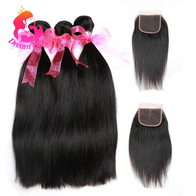 

Мечта, как бразильские волосы Virgin Hair Straight Wave 3, 100% человеческие волосы с кружевным закрытием