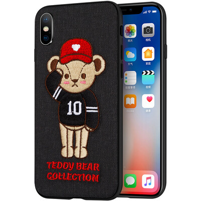 

Teddy Collection Apple iPhoneX Mobile Shell Apple 10 Обложка Творческая трехмерная трехмерная вышивка All-inclusive Silicone Soft shell № 10 Бейсболист