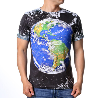 

Mens Fashion Earth Printed Short Sleeves T-shirts