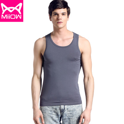 

Cat Man MiiOW Vest Mens Vest Summer Sports Comfortable Top Half Sleeve Slim Sleeve Bottoming Shirt T-Shirt Thin Four Color Optional Iron Grey XXXL