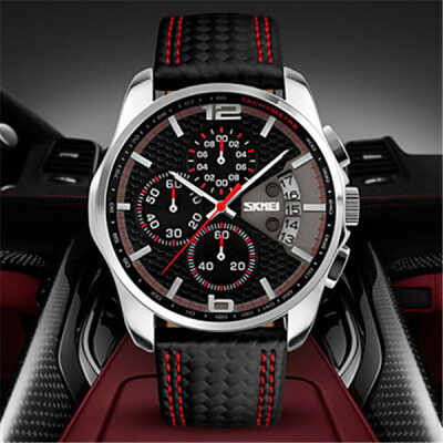 

Mens Fashion Sport Design Quartz Chrono Stopwatch Analog Date Leather Strap Watch