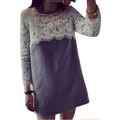 

Lovaru ™new fashion women elegant casual dress free shipping mini dress with white lace dress