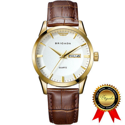 

BRIGADA Швейцарский бренд BWatches для мужчин, классический золотой бизнес случайные водонепроницаемые кварцевые мужские часы
