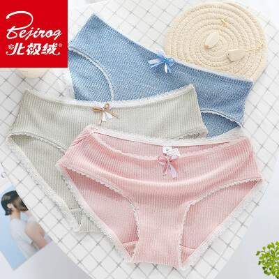 

Arctic Velvet Knit Lace Panties Underwear Comfort Cotton Thread Women&39s Briefs 3 Pack M Code