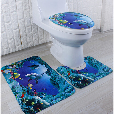 

Melody toilet seat three-piece bathroom bathroom set water-absorbing toilet carpet underwater world