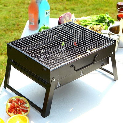 

Outdoor Barbecue Portable Stainless Steel Coal Barbecue Heat Resistant for Outdoor Camping Folding Grill for Picnic Camping