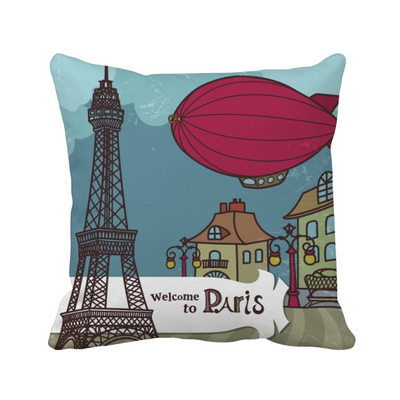 

Paris Airship France Eiffel Tower Landscape Square Throw Pillow Insert Cushion Cover Home Sofa Decor Gift