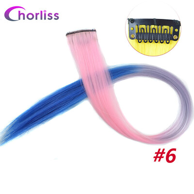 

Chorliss Clip In Hair Extensions 50Cm 20 Inch Long Colorful One Piece Synthetic Straight Fake Hair one Tone Pink Purple Blue