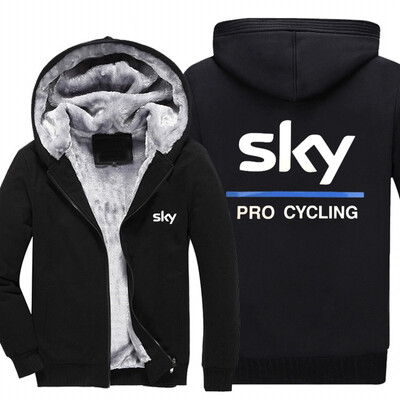 

2018 New USA SIZE Men Winter Autumn Hoodies SKY PRO CYCLING pattern Fleece Coat Baseball Uniform Sportswear Jacket wool
