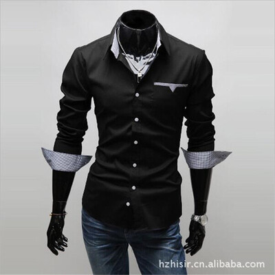 

2017 Autumn Male Clothes Slim Fit Men Long Sleeve Shirt Men Solid Casual Men Shirt Social Plus Size M-3XL