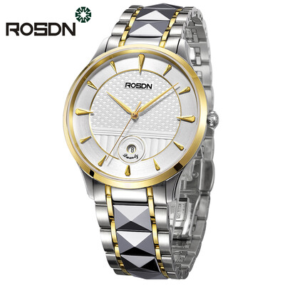 

luxury brand ROSDN lovers watches Women Wrist Watch Men couple Quartz Watch Stainless steel waterproof clock relogio masculino