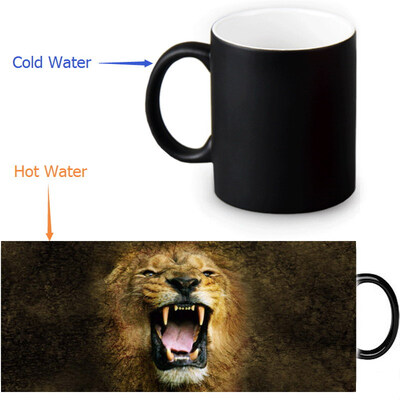 

Lion 350ml / 12oz Heat Reveal Mug Color Change Чашка кофе Чувствительные морфинг-кружки Волшебная чашка для чайных чашек