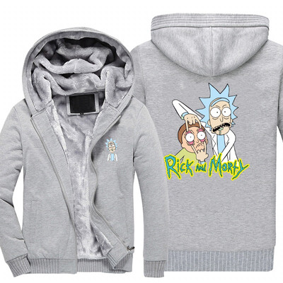 

2018 New Men Hoodies PEACE AMONG WORLDS RICK AND MORTY pattern Fleece Coat Baseball Uniform Sportswear Jacket wool