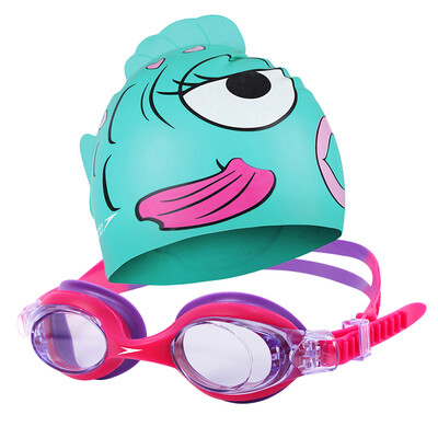 

Speedo Goggles Swim Cap Set 2-6 Child Child HD Fog goggles Cartoon Silicone Swim Cap 809303-B362 Shark
