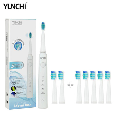 

Sonic Electric Toothbrush with Replaceable Brush Heads USB Rechargeable Effective Clean Teeth Whitening