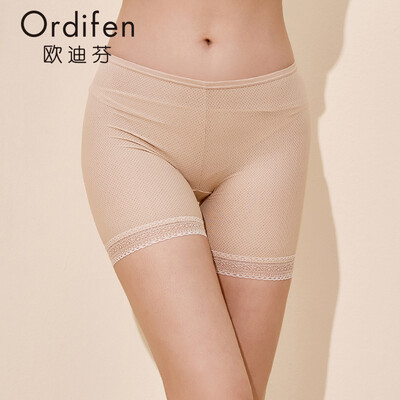 

Ou Difen safety pants 2018 spring&summer new products waist mesh lace lace flat corner safety pants abdomen XL8102 sub-brown L