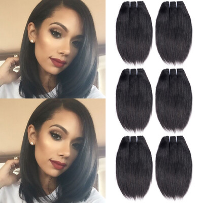 

Indian Straight Human Hair Weave Bundles50g 6pcs 8inch Virgin Straight Hair