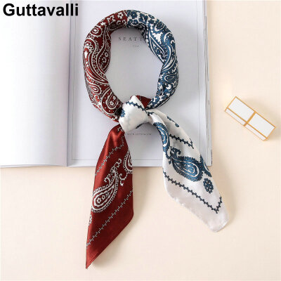 

Guttavalli Fashion Women Cashews Print Ties Small Chevron Flowers Summer All-match Scarves Silk Geometric Floral Skinny Wraps