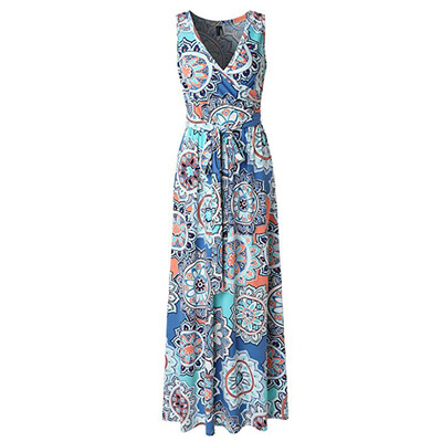 

Try Everything Women Summer Dress 2018 Cotton Bandage Women Long Dress Floral Print Elegant Casual Dress V Neck Womens Dress
