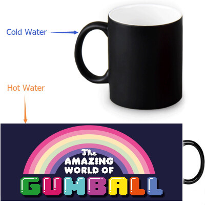 

Удивительный мир Gumball 350 мл / 12 унций Heat Reveal Mug Color Change Чашка кофе Чувствительные морфинг-кружки Волшебная чашка для чайных чашек