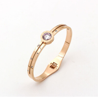 

Foreign trade Korean hot sale bracelet jewelry Titanium steel rose gold single drill bracelet High-end fashion women jewelry