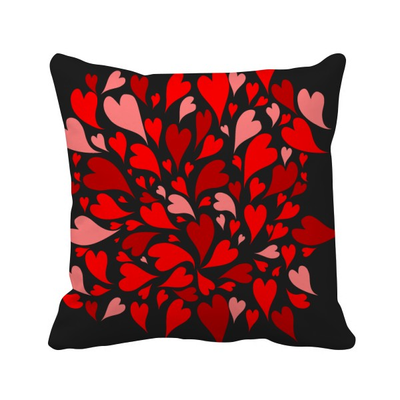

Valentines Day Black Red Pink Hearts Square Throw Pillow Insert Cushion Cover Home Sofa Decor Gift