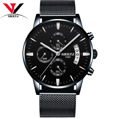 

NIBOSI кварцевые наручные часы Мужские часы Мужские часы Мода Top Brand Luxury Wristwatch Mesh Strap Нержавеющая сталь Водонепроницаемый Relogios