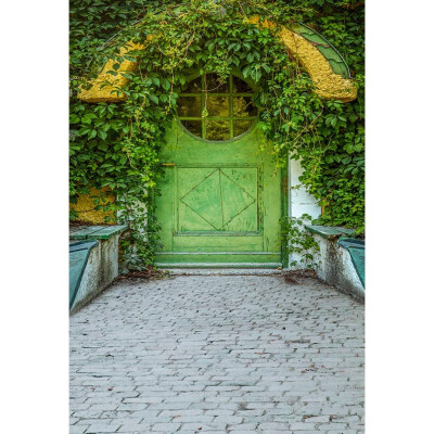 

Forgotten Green Door Photo Background 57FT Vinyl Fabric Cloth Digital Printing Backgrounds for Photography -3097