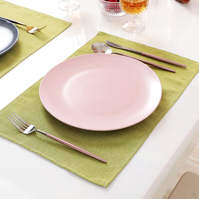 

Yuan Yuan fabric placemat fruit green linen thickening placemat single piece into the non-slip insulation placemat student meal table mat Western table mat 2 pieces into