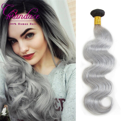 

Ombre T1BGrey Body Wave 4 Bundles Brazilian Human Hair Weave Dark Root Gray Ombre Color Hair Extention Free Shipping