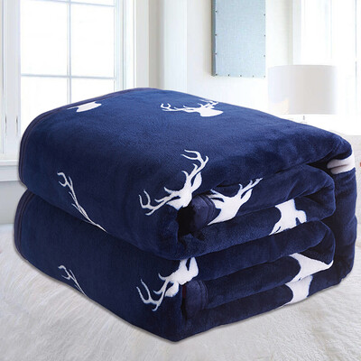 

Yalu·free free blanket home textile spring&autumn thick flannel blanket nap air conditioning blanket towel covered blanket 100140cm deer head blue