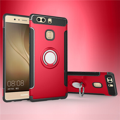 

Huawei P9P9 Plus Armor Car Magnetic Suction Ring Bracket Silicon TPU Hard PC Phone Case