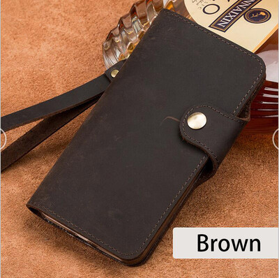 

LANGSIDI Genuine Leather flip Phone Case For iPhone X 6 6S 7 8 Plus retro crazy horse leather buckle style flip cover