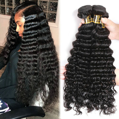

YAVIDA Hair Brazilian Virgin Hair 4 Bundles Brazilian Deep Wave Virgin Hair Cheap Human Hair Weave Brazilian Curly Virgin Hair